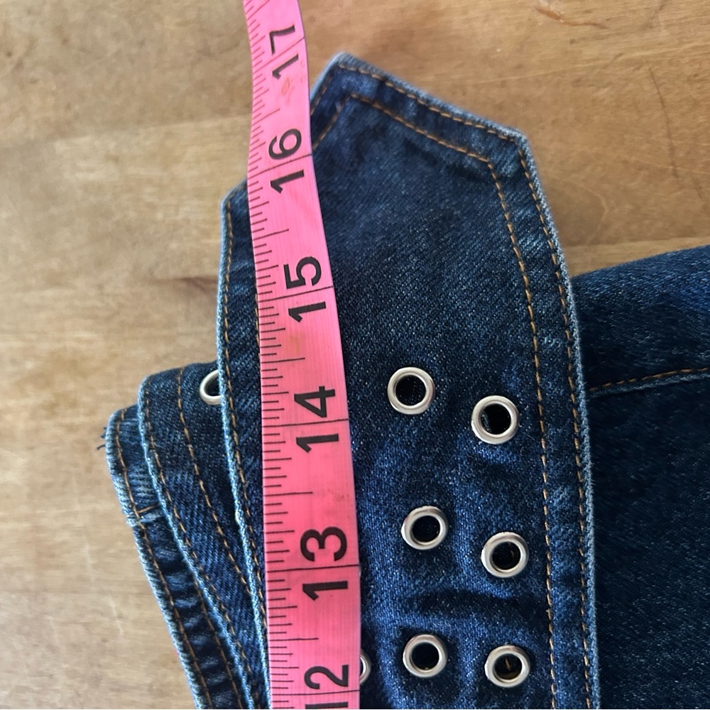 Vintage Y2K Angels Dark Blue Denim Mini Skirt Grommet Attached Belt Bratz Style - Picture 6 of 7